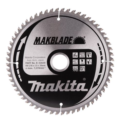 MAKITA Holzsägeblatt MAKBLADE 216x2x30 mm 60 Zähne B-32839