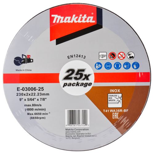 MAKITA Edelstahl-Trennscheibe 230 x 2,0 x 22,23 mm, 25 Stück E-03006-25