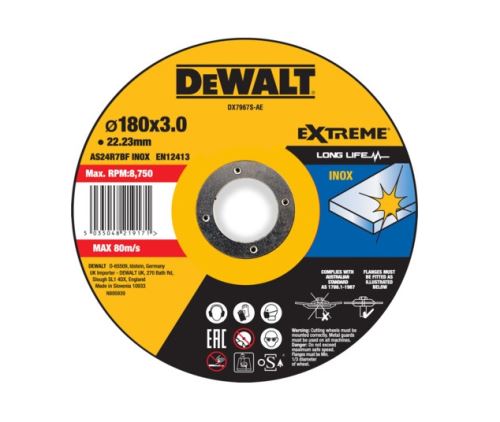 DeWALT Trennscheibe EXTREME 180 x 22,23 x 3 mm Inox Typ 42 DX7967S