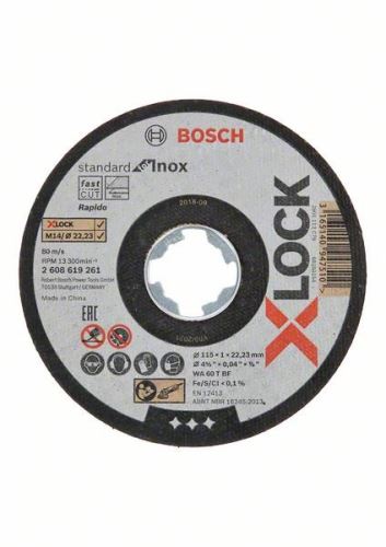 BOSCH X-LOCK Flachtrennscheibe Standard für Inox-System 115×1×22,23 mm 115 x 1 x 22,23 mm 2608619261