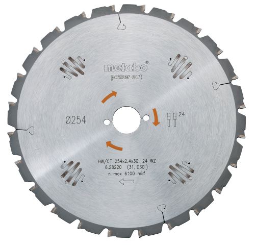 METABO Sägeblatt HW/CT 250 x 30 mm, 24 Zähne 628013000