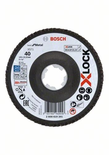 BOSCH X-LOCK Lamellenschleifscheiben des Best for Metal-Systems Ø 125 mm, G 40, X571, gebogene Ausführung, Fiberglas 2608619201