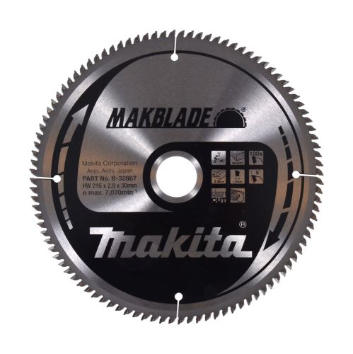 MAKITA Holzsägeblatt MAKBLADE 216x2,8x30 mm 100 Zähne B-32867