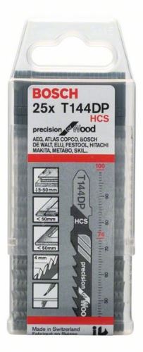 BOSCH Sägeblatt für Säbelsäge T 144 DP Precision for Wood (25 Stück) 2608633A39