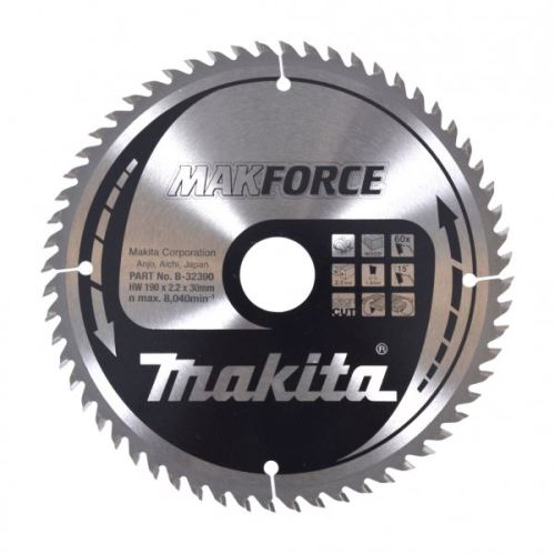 MAKITA Sägeblatt für Holz 190 mm 60 Zähne B-32390