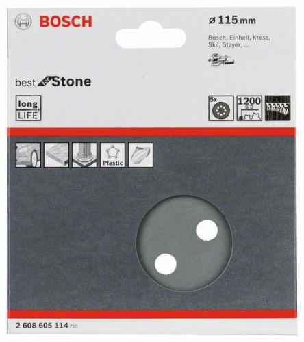 BOSCH Schleifpapier F355, 5er Pack 115 mm, 600 2608605113