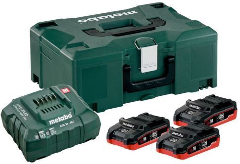 METABO Basisset (Ladegerät + Akkus) 18V / 3 x LiHD 4 Ah + Koffer 685133000