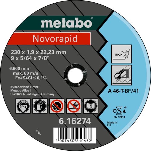 METABO Trennscheibe NOVORAPID Inox 230x1,9x22,23 616274000