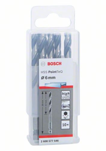 BOSCH Bohrer für Metall HSS PointTeQ HEX mit 6-Punkt-Schaft; 6,0 mm 2608577546