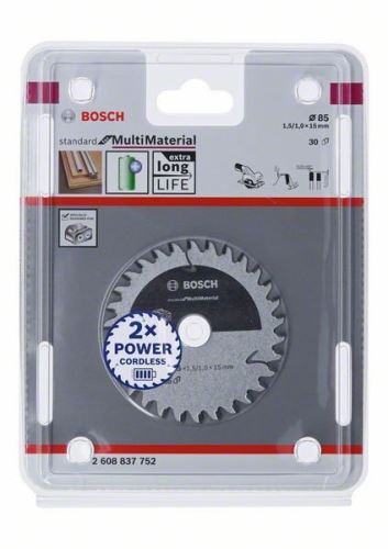 BOSCH Sägeblatt für Akku-Sägen; Standard für Multimaterial 85x15x1,5/1,0x30T 2608837752