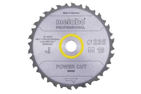 METABO Sägeblatt „Power Cut Holz – Profi“, 235 x 30 mm, 18 Zähne, FZ/FA 10° 628492000