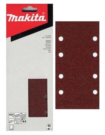 MAKITA Schleifpapier Klett 93x185 mm 8 Löcher K180, 10 Stück P-35916