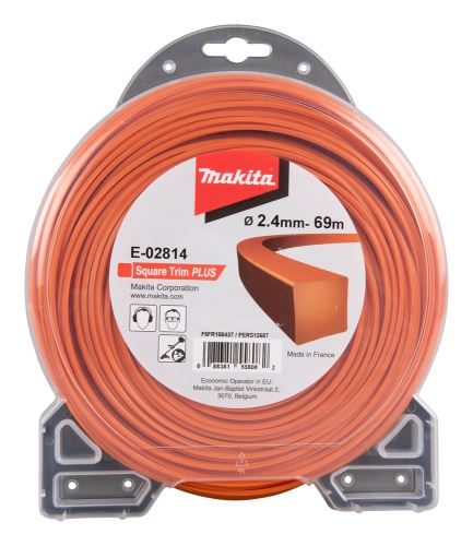 MAKITA Schnur Nylon Plus 2,4 mm, 69 m, orange, quadratisch E-02814