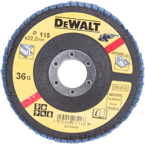 DeWALT Schleiflamellenscheibe für Metall konvex 125 x 22,2 mm 120G DT3268