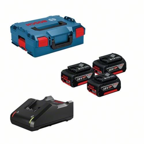 Bosch Professional Set: 3x Akku GBA 18V 5,0 Ah + GAL 18V-40 in L-BOXX 136 0615990L3T