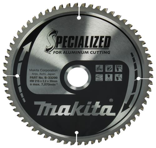 MAKITA Sägeblatt Aluminium SPECIALIZED 216x2,2x30 mm 64 Zähne B-33299