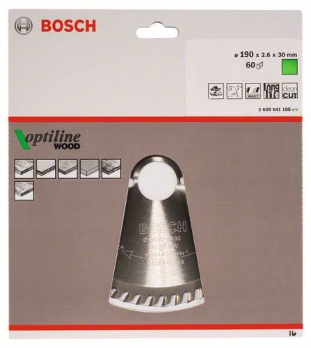 BOSCH Sägeblatt Optiline Wood 190 x 30 x 2,6 mm, 60 2608641188