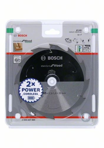 BOSCH Sägeblatt für Akku-Sägen; Standard für Holz 165x20/16x1,5/1,0x12T 2608837684