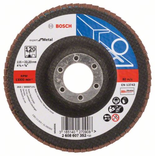 BOSCH Fächerschleifscheibe X551, Expert for Metal D = 115 mm; G = 120, gebrochen 2608607352