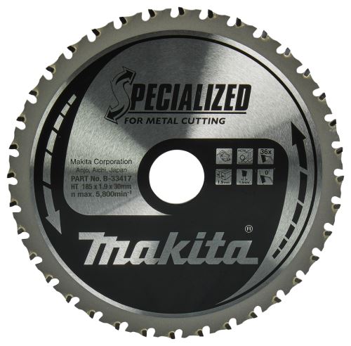 MAKITA Sägeblatt Stahl SPECIALIZED 185x1,9x30 mm 36 Zähne B-33417