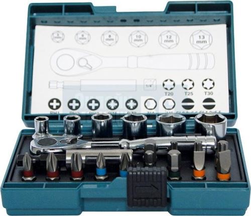 MAKITA 1/4" Sechskant-Bit- und Steckschlüsselsatz, 21-teilig B-54081