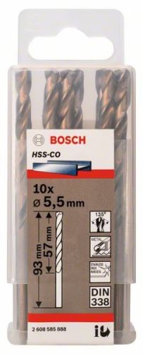 BOSCH Bohrer für Metall HSS-Co, DIN 338 5,5 x 57 x 93 mm (10 Stück) 2608585888