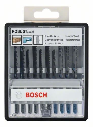 BOSCH 10-teiliges Sägeblatt-Set für Säbelsägen, Robust Lines für Holz und Metall, mit T-Schaft, Robust Line Wood and Metal T 244 D; T 144 D; T 101 AO; T 101 B; T 101 AOF; T 101 BF; T 118 EOF; T 118 AF; T 118 BF; T 123 X 2607010542