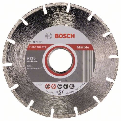 BOSCH Diamant-Trennscheibe Standard für Marmor 115 x 22,23 x 2,2 x 3 mm 2608602282