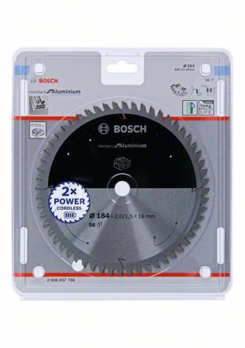 BOSCH Sägeblatt für Akku-Sägen; Standard für Aluminium 184x16x2/1,5x56T 2608837766