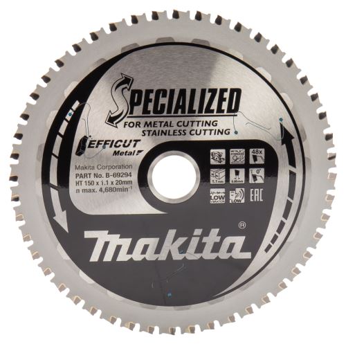 MAKITA Sägeblatt Stahl Efficut 150x1,1x20 mm 48 Zähne B-69294