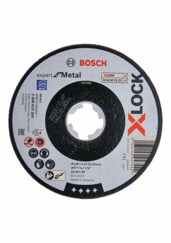 BOSCH X-LOCK Flachtrennscheibe Expert für Metallsystem 125×1,6×22,23 AS 46 S BF, 125 mm, 1,6 mm 2608619254