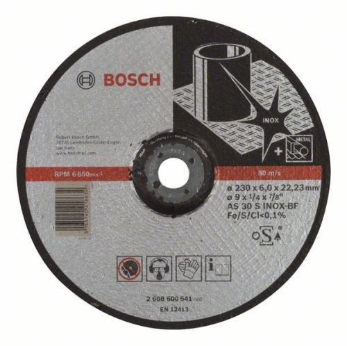 BOSCH Profilierte Schruppscheibe Expert für Inox AS 30 S INOX BF, 230 mm, 6,0 mm 2608600541