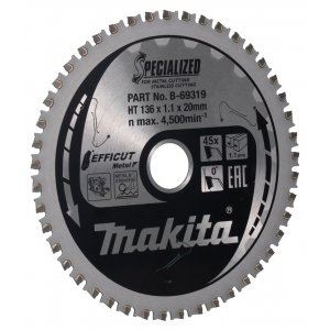 MAKITA Sägeblatt Stahl Efficut 136x1,1x20 mm 45 Zähne B-69319