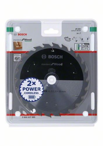 BOSCH Sägeblatt für Akku-Sägen; Standard für Holz 165x20x1,5/1,0x24T 2608837685