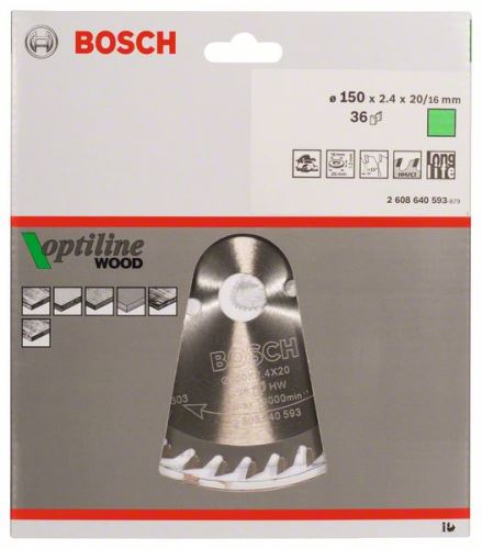 BOSCH Sägeblatt Optiline Wood 150 x 20/16 x 2,4 mm, 36 2608640593