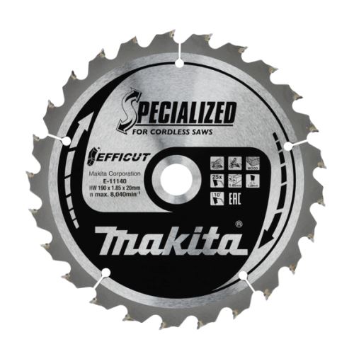 MAKITA Sägeblatt Holz Efficut 190x1,85x20 mm 25 Zähne E-11140