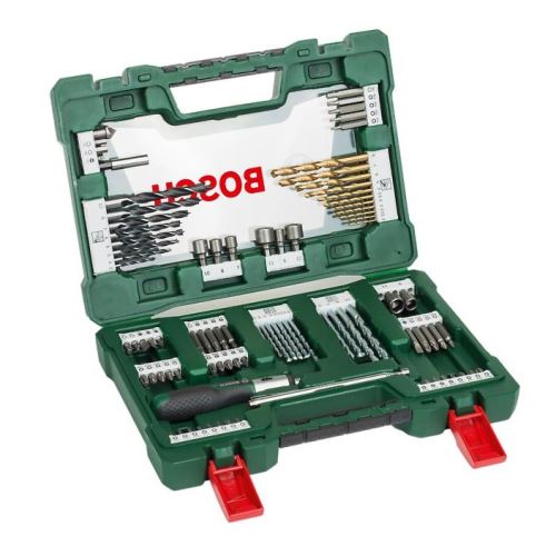 BOSCH 91-teiliges TiN-Schraubendreher-Bit- und Bohrer-Set mit Ratsche und Magnetteleskop 2607017195