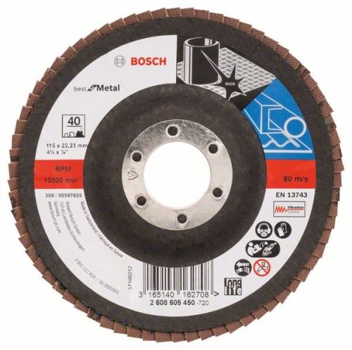 BOSCH Lamellenschleifscheibe X571, Best for Metal D = 125 mm; G = 60, gebrochen 2608606923