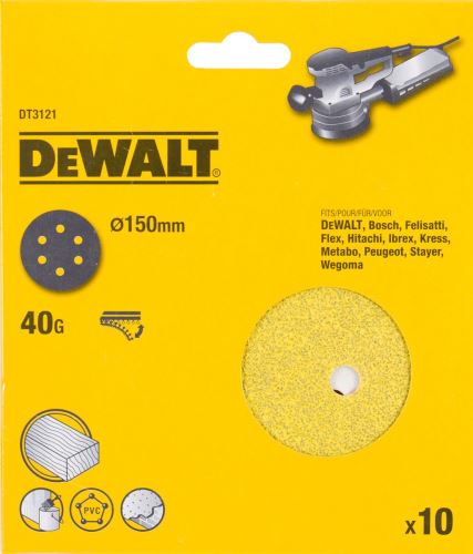 DeWALT Klett-Schleifscheibe 150 mm, K80 (10 Stück) DT3123