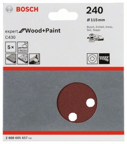 BOSCH Schleifpapier (5 Stück); 115 mm, 240 2608605657