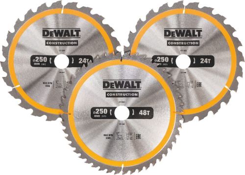 DeWALT CONSTRUCTION Sägeblatt-Set, 250 x 30 mm (3 Stück) DT1963