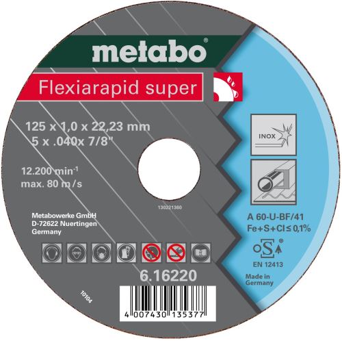 METABO Trennscheibe - Edelstahl - FLEXIARAPID SUPER 125x0,8x22,2 616209000