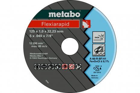 METABO Schleifscheibe Flexiarapid 105 x 1,6 x 16,0 INOX, TF 41 616180000