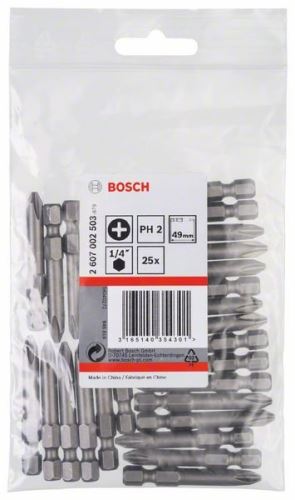 BOSCH Schraubendreher-Bit extra hart Extra-Hart PH 2, 49 mm (25 Stück) 2607002503