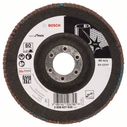 BOSCH Lamellenschleifscheibe X581, Best for Inox 125 mm, 22,23 mm, 60 2608607639