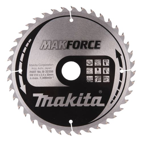 MAKITA Holzsägeblatt MAKFORCE 210x2,4x30 mm 40 Zähne B-32356