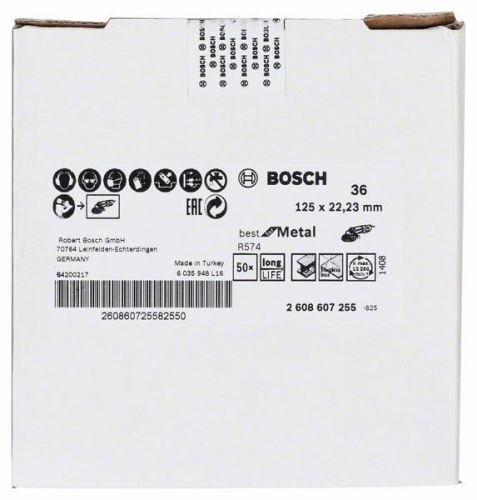 BOSCH Fiber-Schleifscheibe R574, Best for Metal D = 125 mm; K = 36 2608607255