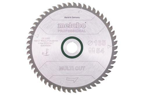 METABO Sägeblatt 165 x 20 mm, 54 Zähne, 5° Power Cut prof 628293000