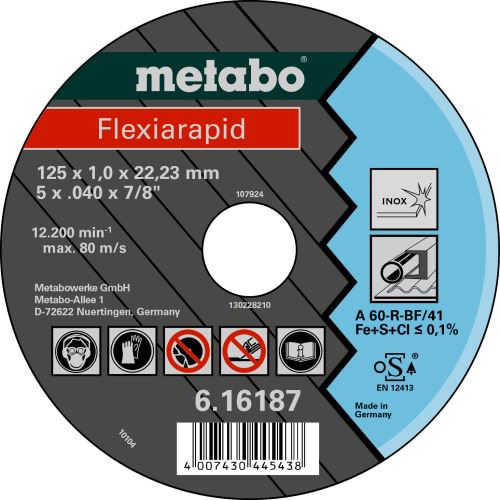 METABO Trennscheibe - Edelstahl-FLEXIRAPID 125x1,0x22,2 616187000