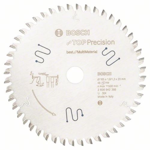 BOSCH Kreissägeblatt Top Precision Best for Multi Material 165 x 20 x 1,8 mm, 48 2608642388
